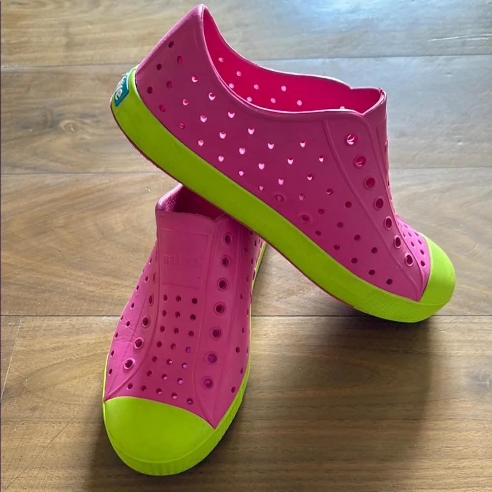 Native Jefferson Pink and Green Slip-On Shoes